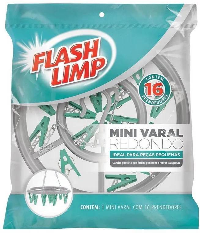 Mini Varal Redondo Com 16 Prendedores - Até 1kg - Flash Limp