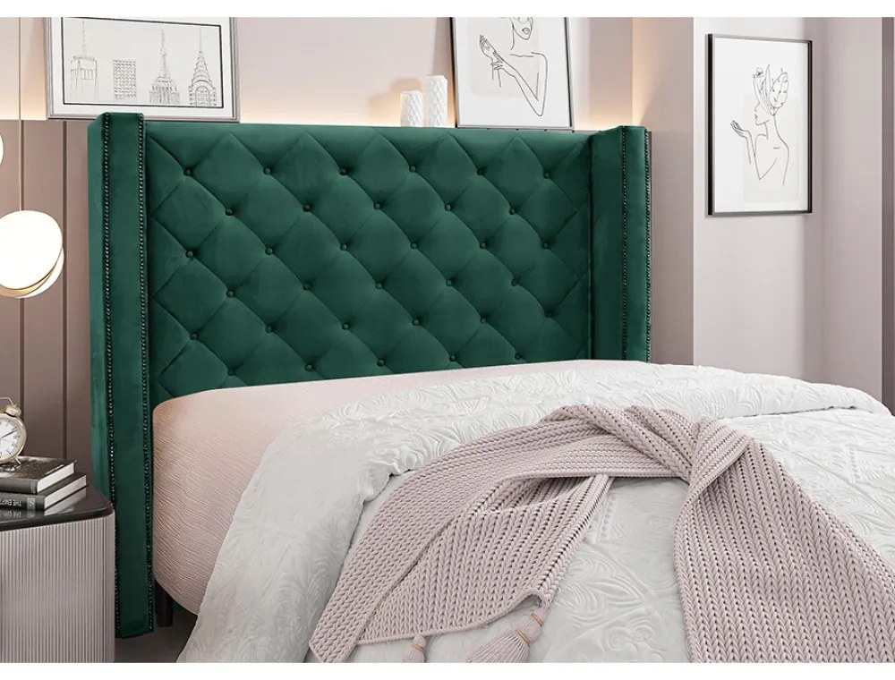 Cabeceira Cama Box Casal 140 cm Vicenza Veludo Verde S04 - D'Rossi