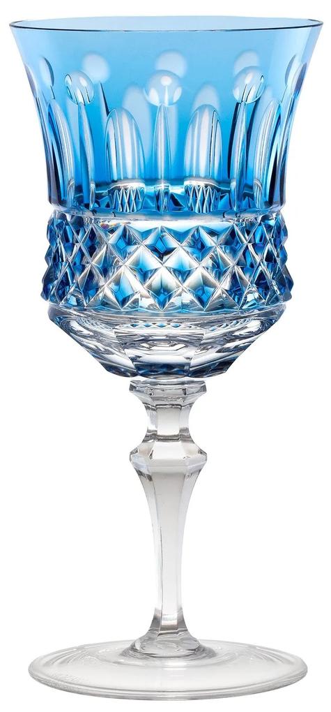 Taça de Cristal Lapidada Azul Claro mod. Flauta 24% PbO - p/ Vinho