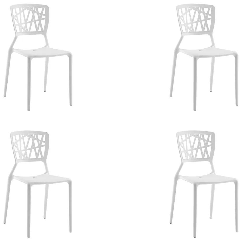 Kit 4 Cadeiras Decorativas Sala e Cozinha Luara (PP) Branca - Gran Belo