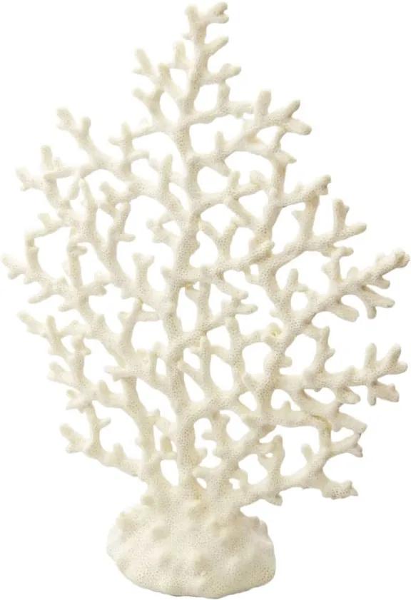 Escultura de Coral em Resina Branca e Base em Acrílico - 35x26x9cm