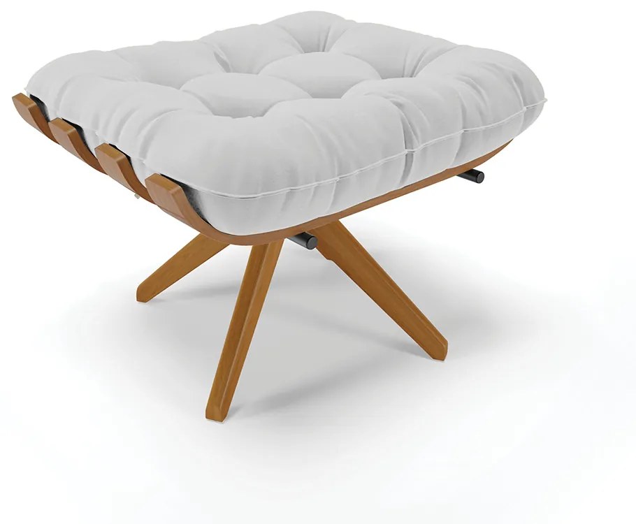 Poltrona com Puff Giratório Costela Linho Base de Madeira MA30 M11 - D'Rossi - A05 Cinza