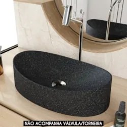 Cuba Pia Para Banheiro Oval Canoa 46cm Tânia C08 Preto Granit - Mpozen