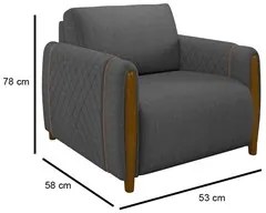 Kit 2 Poltronas Decorativas para Sala de Estar 98cm Amaranto M22 Linho