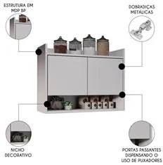 Armário de Cozinha Aéreo 71cm 2 Portas 1 Nicho Ceci M24 Branco - Mpoze