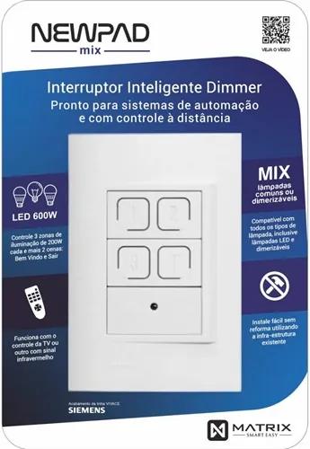Interruptor Inteligente Branco 4X2 Dimmer Newpad Mix