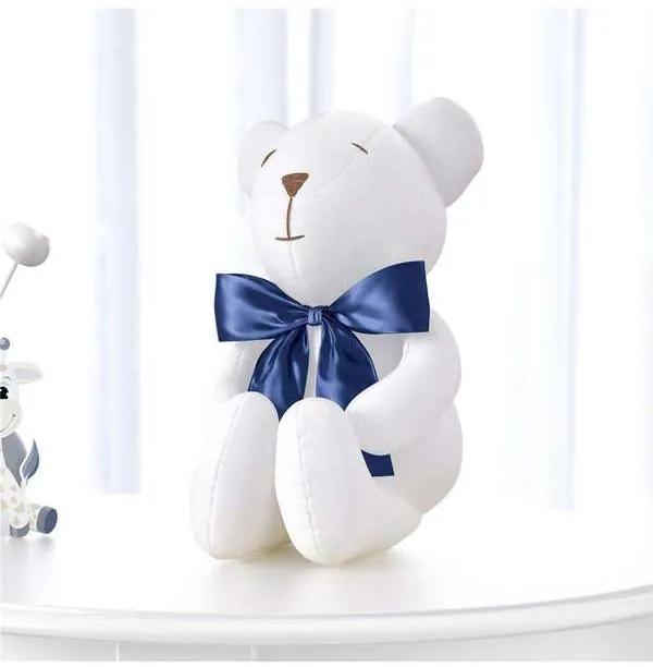 Urso Branco com Laço Azul Marinho 42cm Grão de Gen