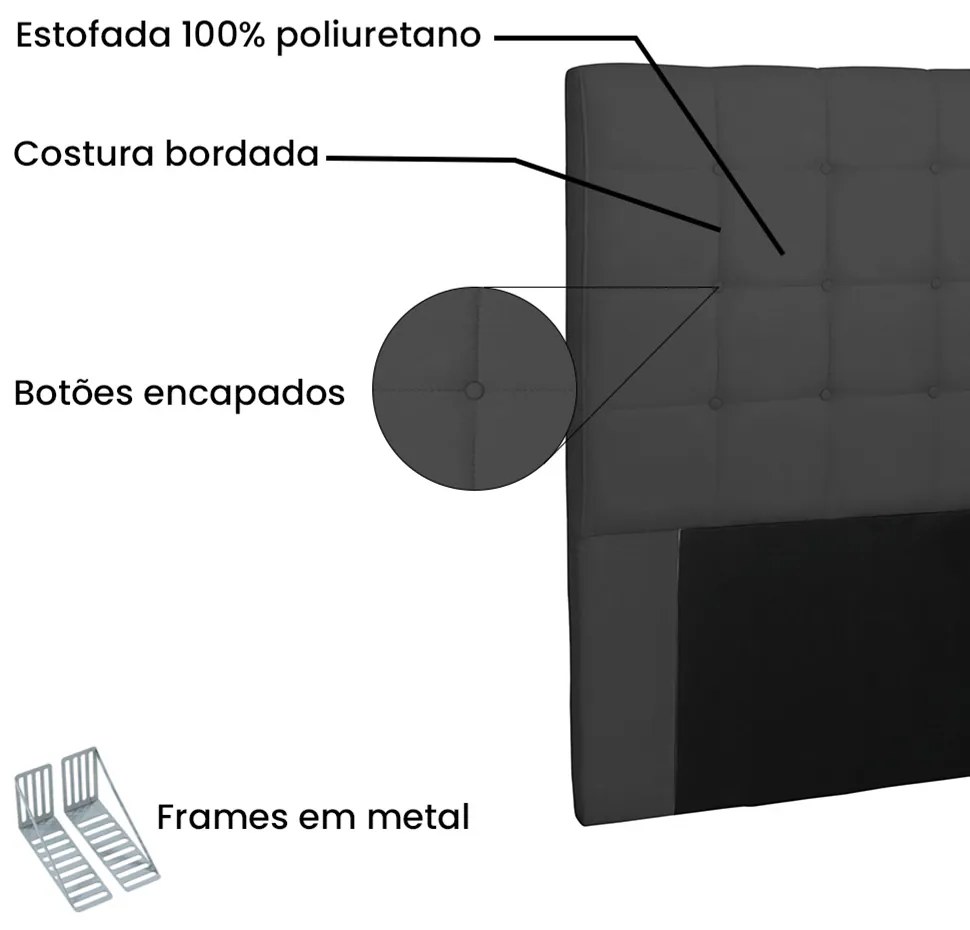 Cabeceira Verona Para Cama Box Solteiro 90 cm Suede Preto - D'Rossi