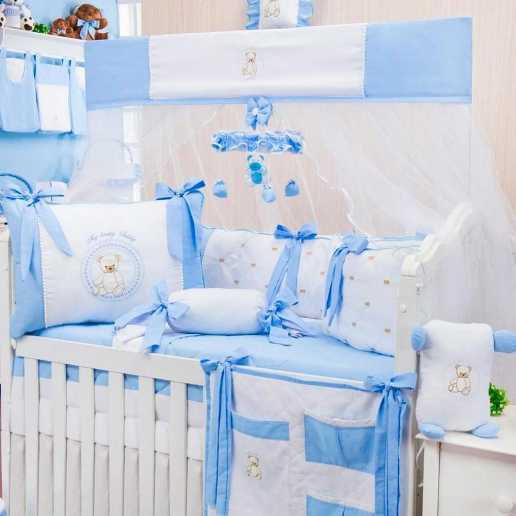 Kit Berço Padroeira Baby Teddy Lovely Azul