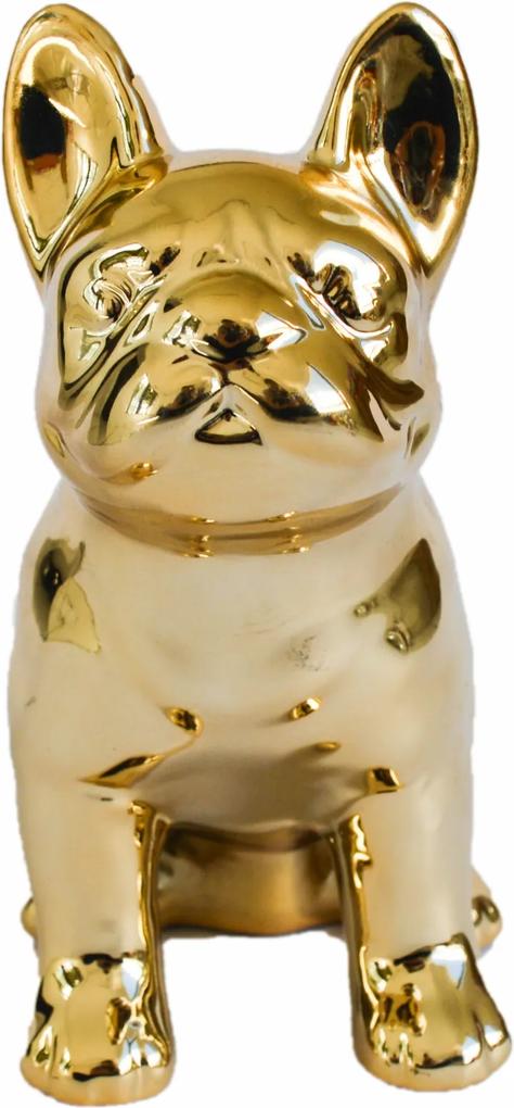 Cofre cerÂmica metalizado - cachorro dourado