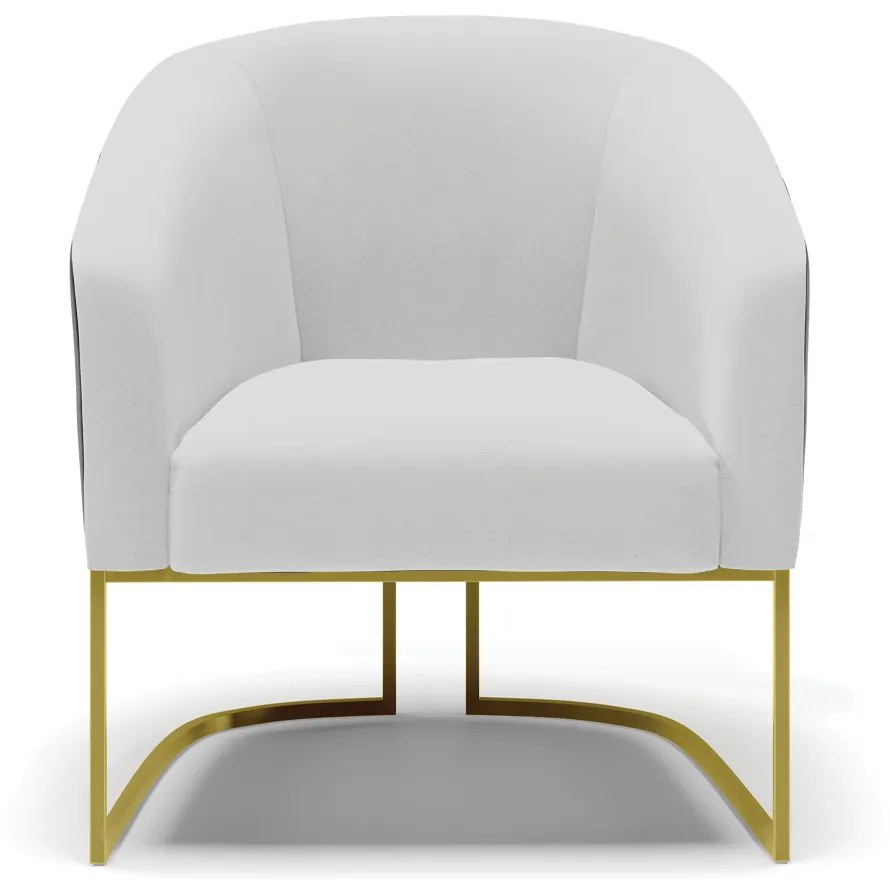 Poltrona Decorativa Industrial Dourado kit 2 Stella Preto/Linho Cinza D03 - D'Rossi