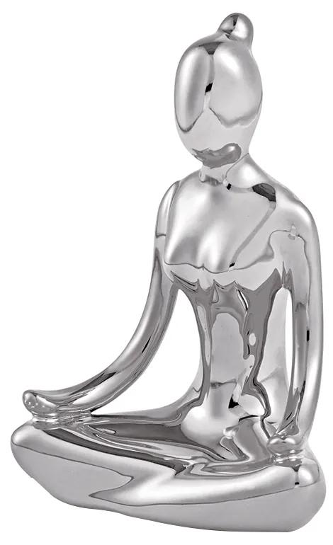 Escultura Decorativa de Yoga em Porcelana 1 Prata G39 - Gran Belo
