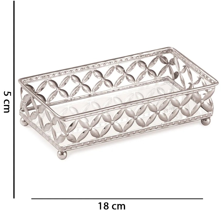 BANDEJA DECORATIVA RETANGULAR EM METAL P