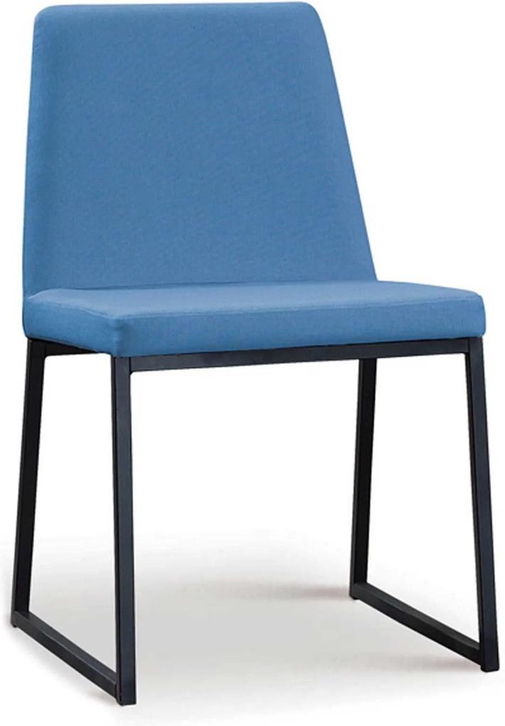 Cadeira Yanka Aço Preto Linho Azul Jeans Daf
