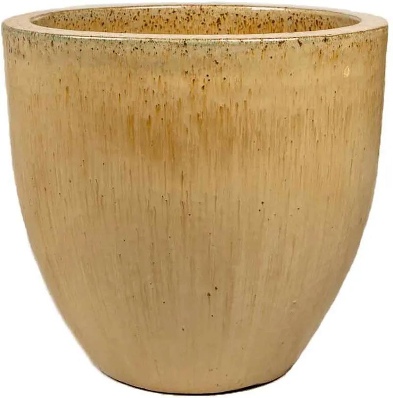 Vaso Vietnamita Cerâmica Importado Short EGG Areia D48cm x A50cm