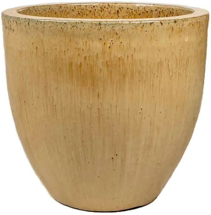 Vaso Vietnamita Cerâmica Importado Short EGG Areia D38cm x A40cm