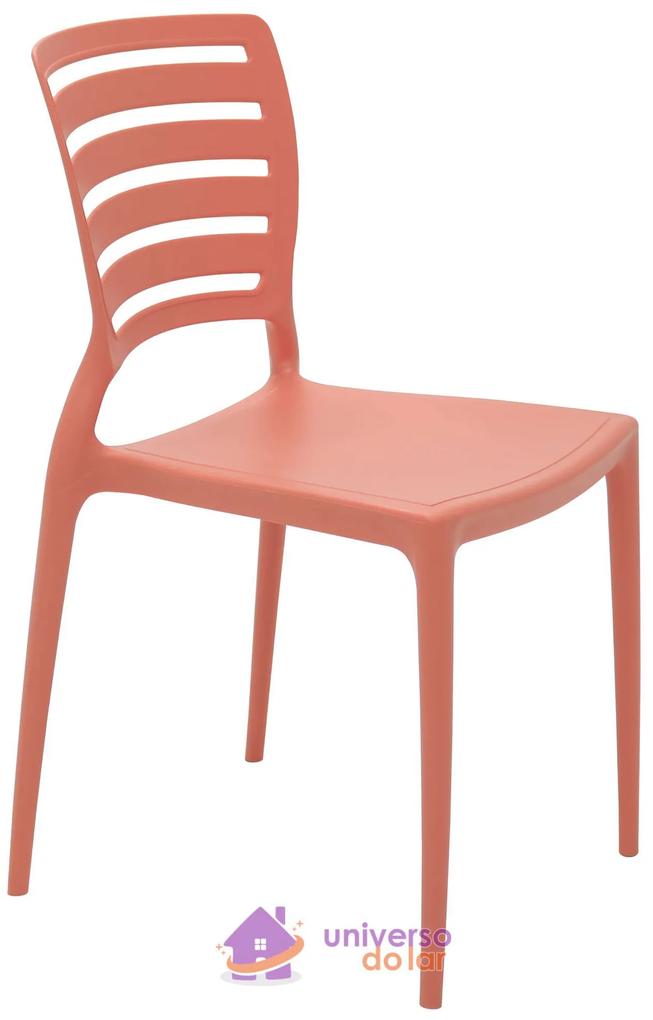 Cadeira Tramontina Sofia Rosa Coral sem Braços Encosto Vazado Horizontal em Polipropileno - Tramontina  Tramontina