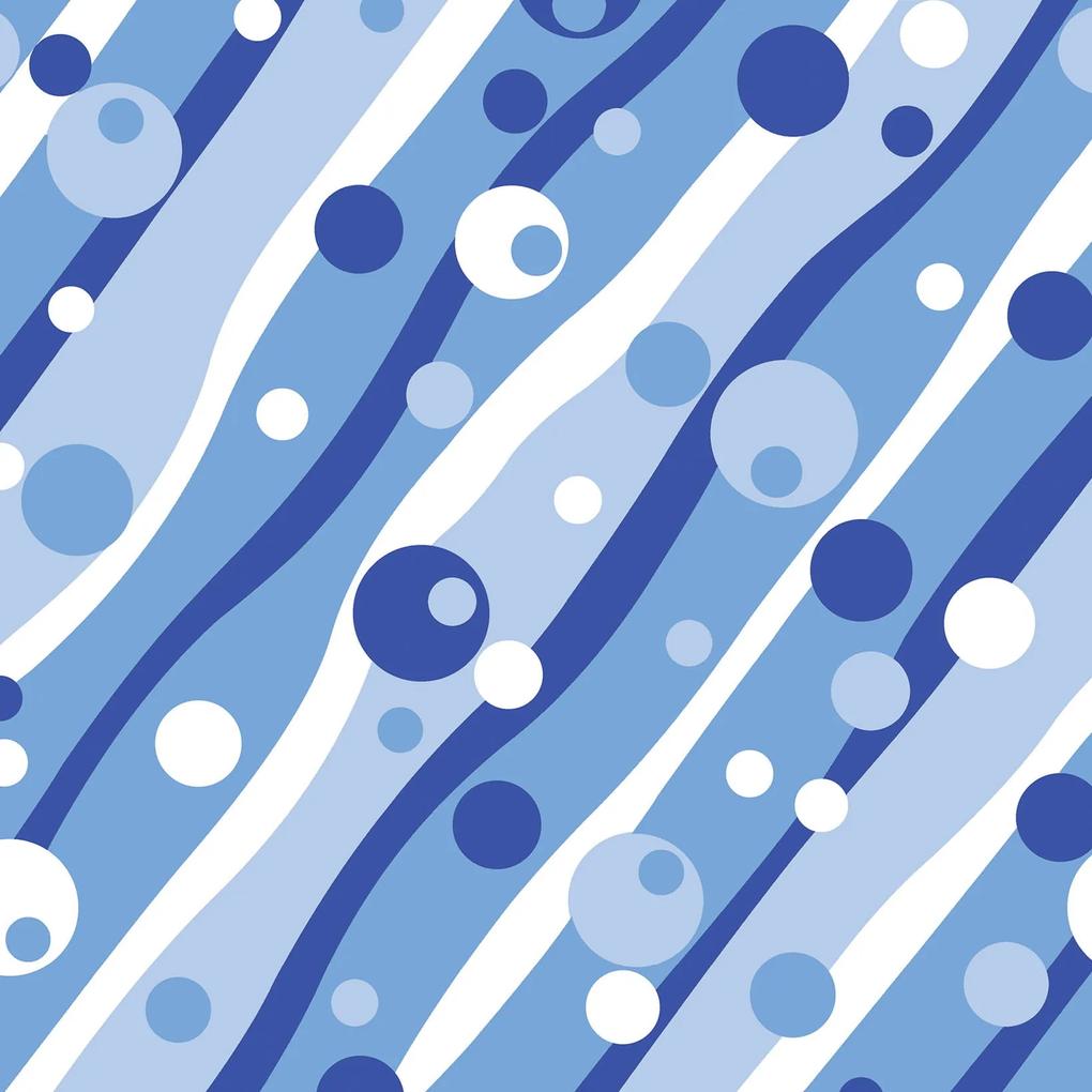 Papel de Parede geométrico bolhas azul e branco