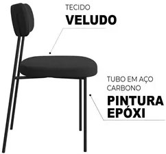 Kit 4 Cadeiras Estofadas Milli Veludo F02 Preto - Mpozenato