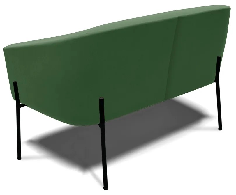 Namoradeira e 2 Poltronas Pé de Ferro Preto Stella Suede Verde D03 - D'Rossi