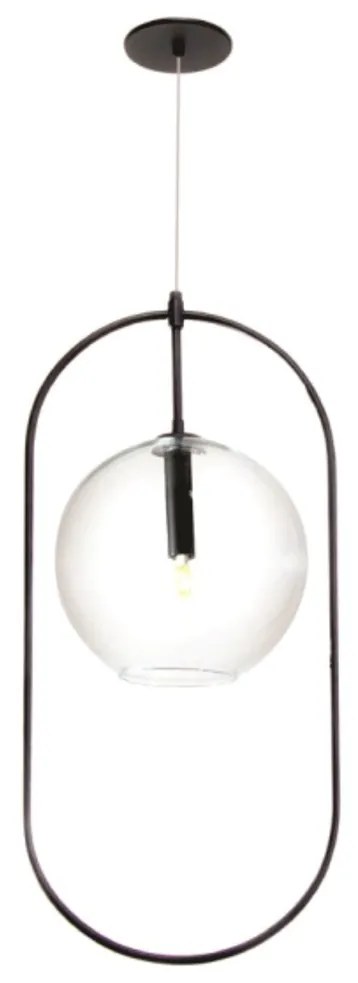 Pendente Oblong 25X30X68Cm Globo Ø25Cm Aberto 01Xg9 - Old Artisan Pd-5... (BRANCO / COBRE BRILHO, CLEAR (Transparente))