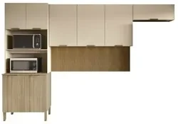 Armário de Cozinha Modulada 351cm Porta de Vidro 7 Peças Perfect H02  Duna/Cristal - Mpozenato