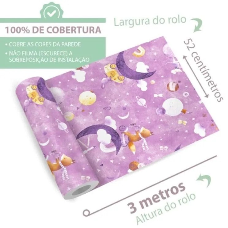 Papel de parede menina Raposinha e Elementos Celestiais