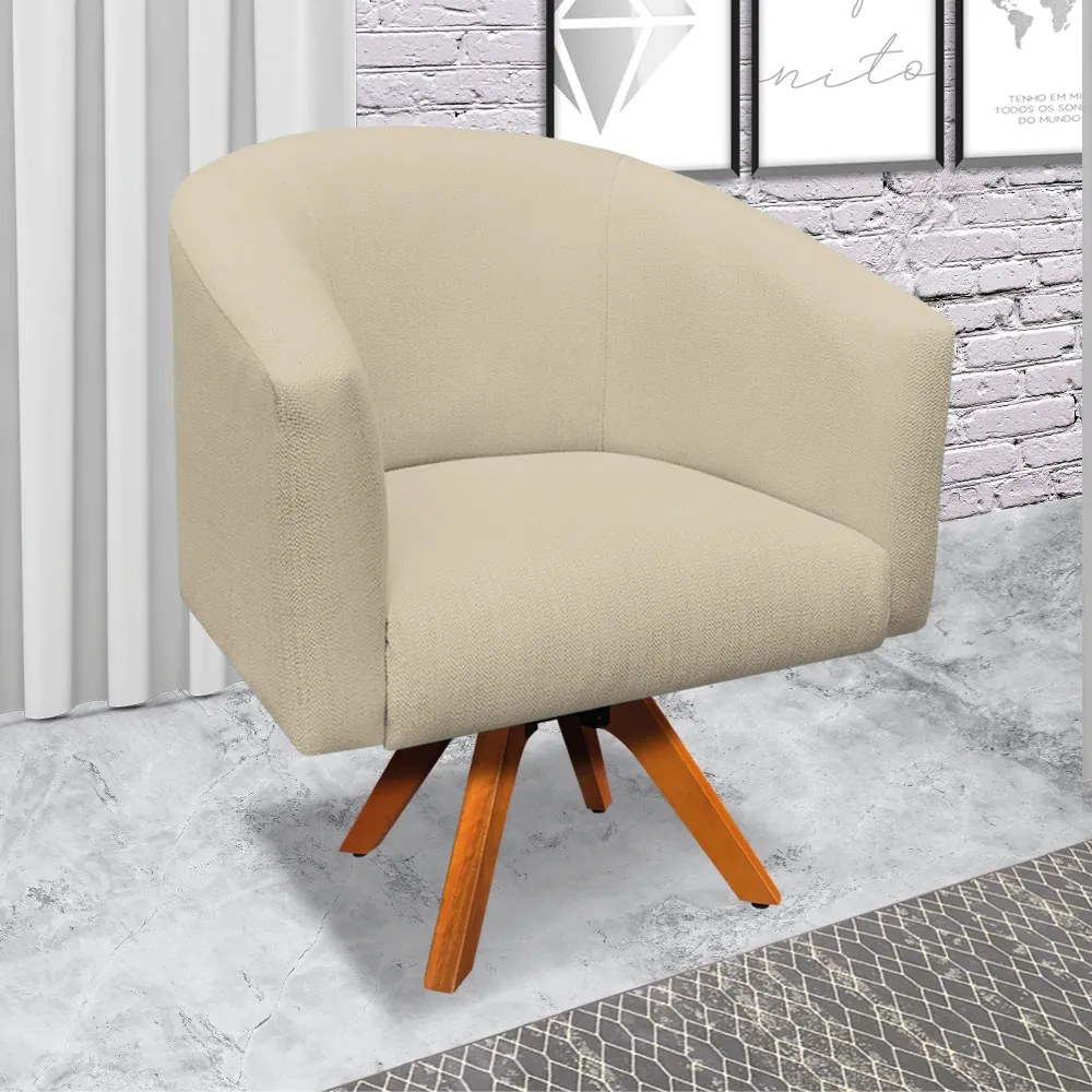 Poltrona Decorativa Giratória MM30 Kit 2 Stella Linho Areia D03 - D'Rossi