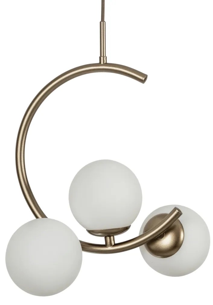 Pendente Astral 42,5X30X23Cm 3Xg9 Globo Ø12Cm - Usina 16940/3 (PT / CP-M - Preto Texturizado / Champagne Metálico, FOSCO)