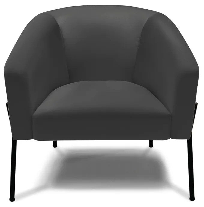 Poltrona Decorativa Pé de Ferro Preto Kit 2 Stella Sintético D03 - D'Rossi - Preto