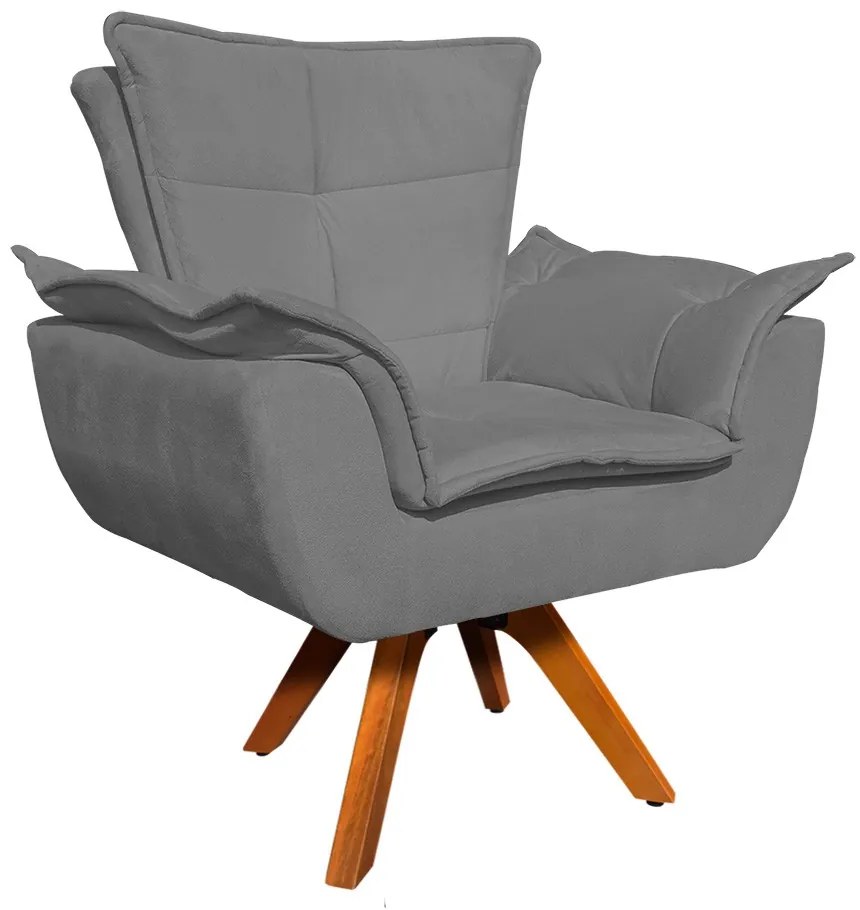 Poltrona Sala de Estar Giratória MM30 Kit 2 Opalla Suede D03 - D'Rossi - Grafite