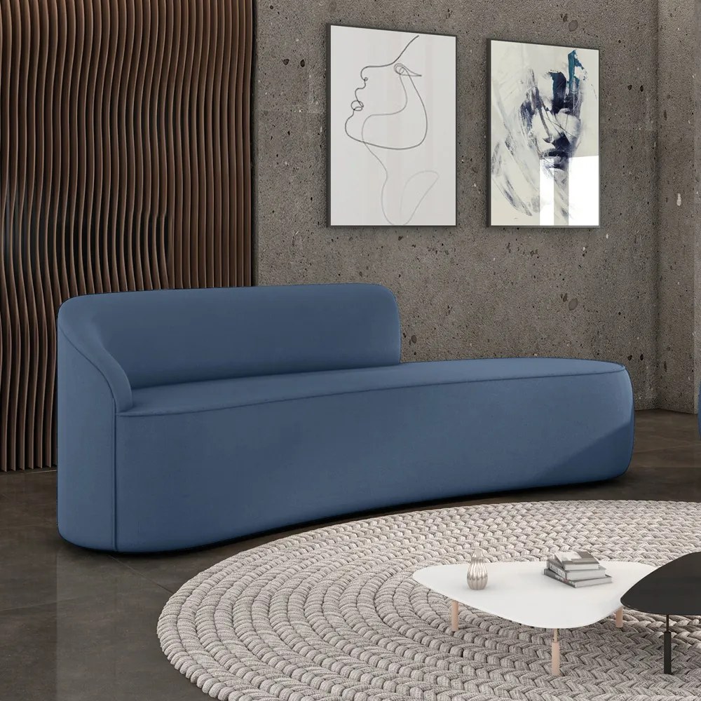 Sofá 4 Lugares Orgânico 220 cm Morgan Suede Azul Marinho D03 - D'Rossi