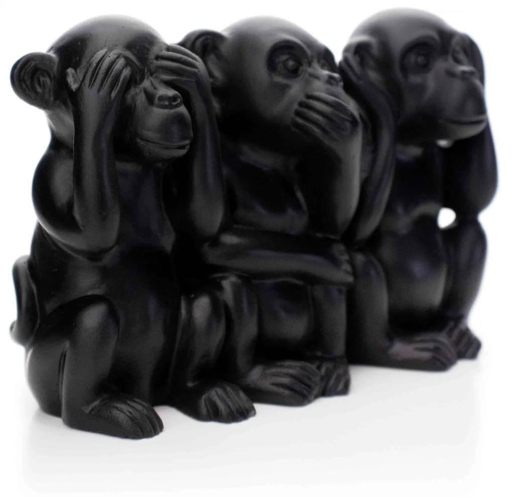 Escultura Decorativa Macacos em Cimento Preto 11x17,5x7,5 cm - D'Rossi