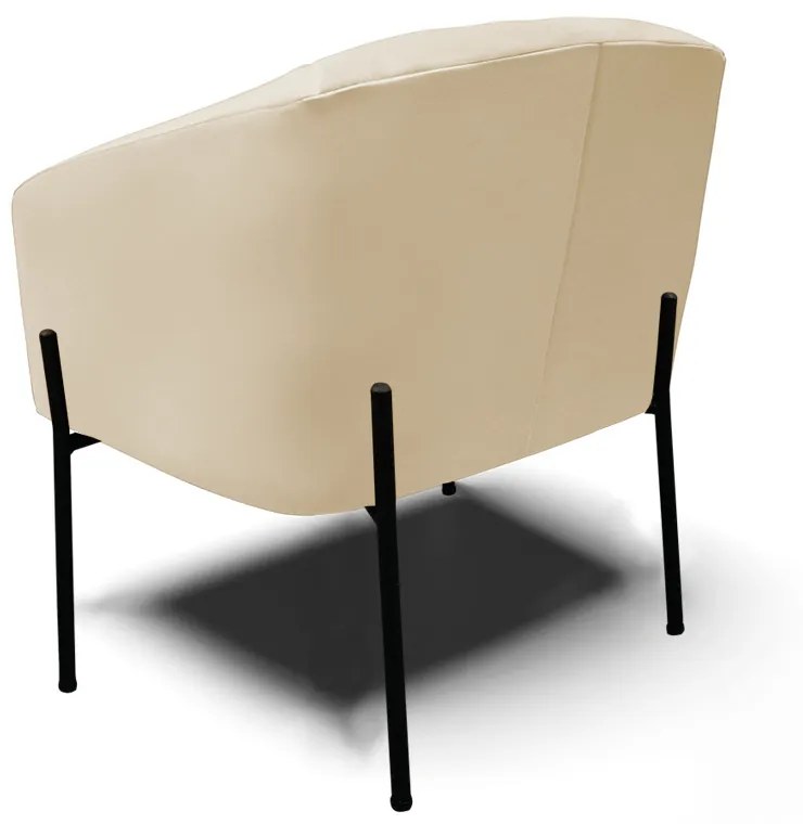 Poltrona Decorativa Pé de Ferro Preto Kit 2 Stella Sintético Bege D03 - D'Rossi