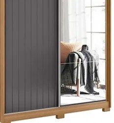 Guarda Roupa Solteiro com Espelho Portas Flex Rizatto A02 Nature/Branc