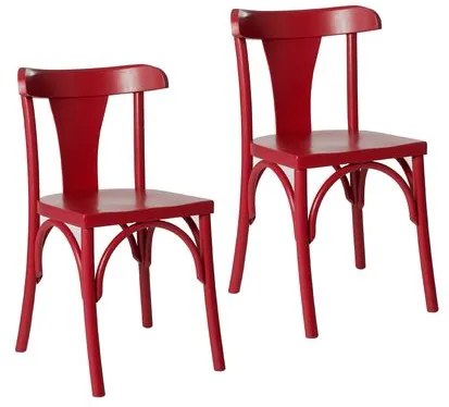 Kit 2 Cadeiras Londres Estilo Clássico em Madeira Maciça - Pintura em Laca Vermelho