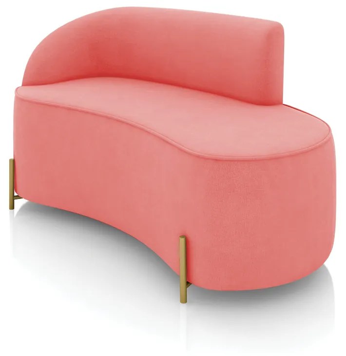 Sofá 2 Lugares Orgânico 140cm Pé Dourado Morgan Suede Rosê D03 - D'Rossi