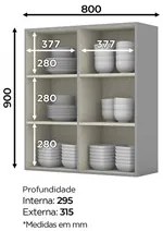 Armário Aéreo 80cm 2 Portas 100% MDF Belize Cinza - Henn