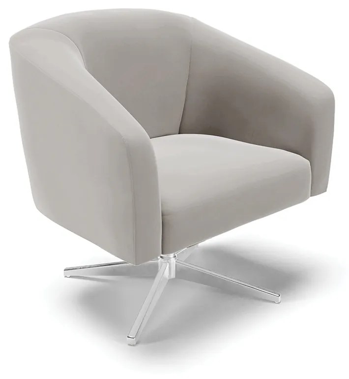 Poltrona Decorativa Giratória Cromada Stella Veludo Cinza D03 - D'Rossi