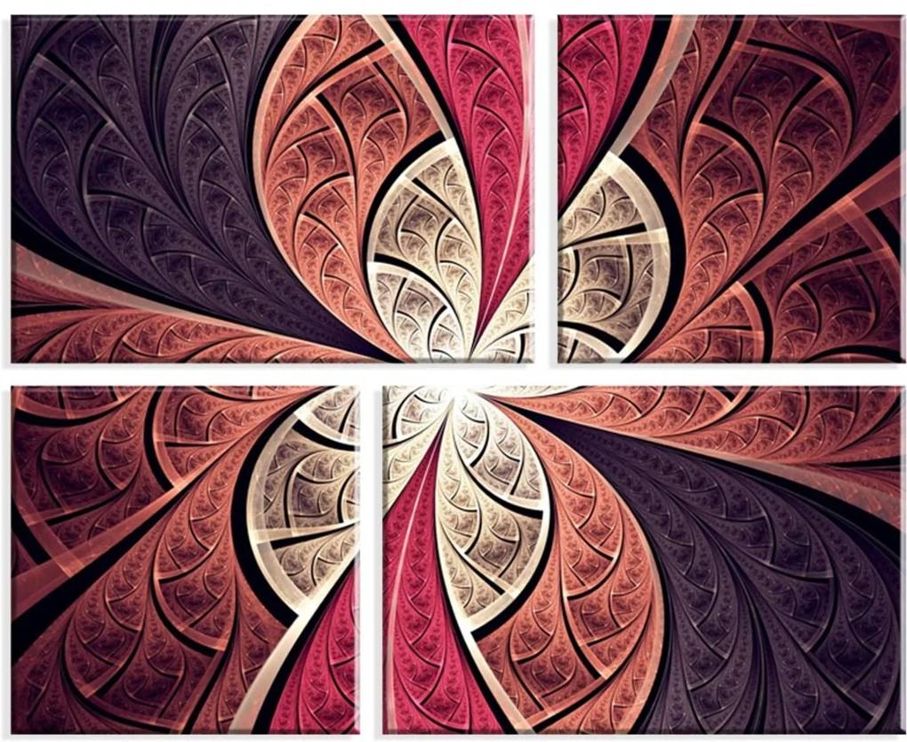 Conjunto de 4 Telas Decorativas Wevans em Canvas 83x103 Rose Multicolorido