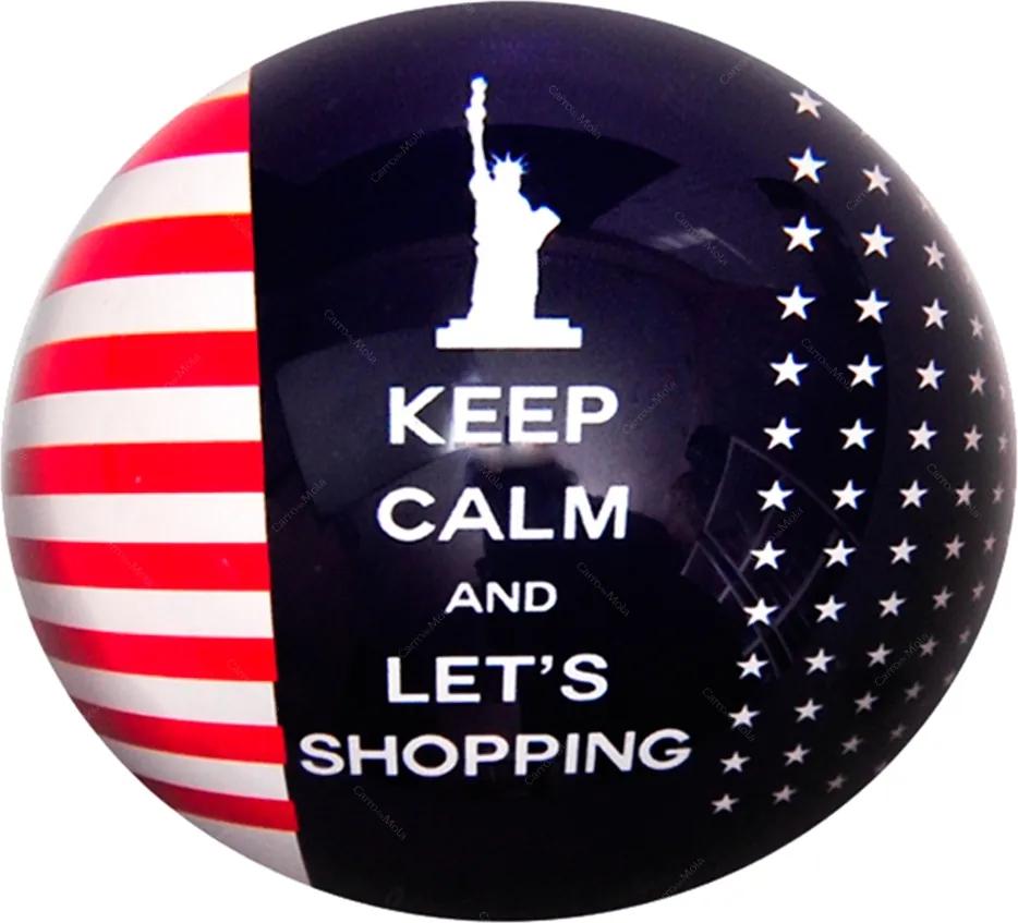 Peso de Papel Estados Unidos Keep Calm And Lets Shopping em Vidro