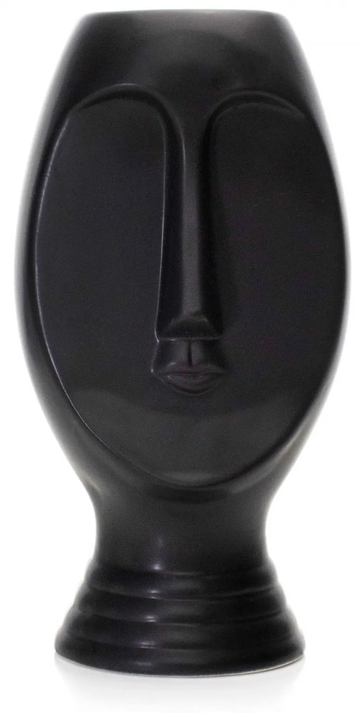 Vaso Decorativo Rosto em Cerâmica Preto 23,5x11 cm - D'Rossi