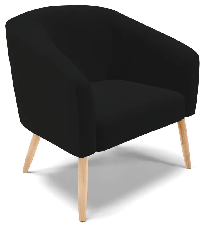 Poltrona Decorativa Pé Palito Natural Kit 2 Stella Linho Preto D03 - D'Rossi