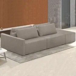 Sofá Ilha Modular com Puff para Sala Living 232cm Georgia Z08 Boucle B