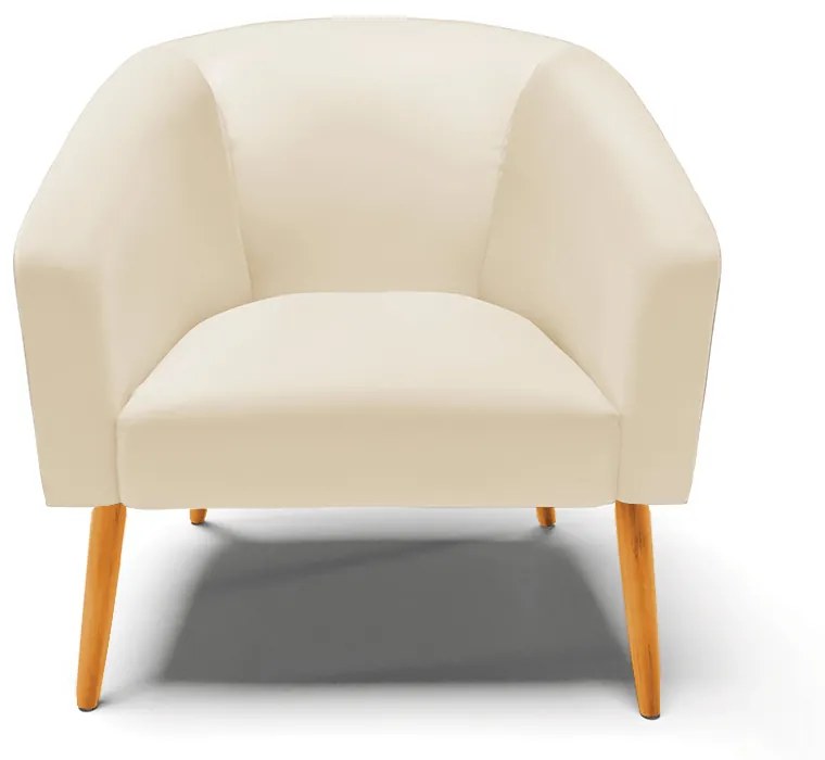 Poltrona Decorativa Pé Palito Castanho kit 2 Stella Sintético D03 - D'Rossi - Bege