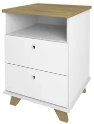 Mesa Escrivaninha em L Sharp e Gaveteiro 2 Gavetas May A06 Olmo/Branco