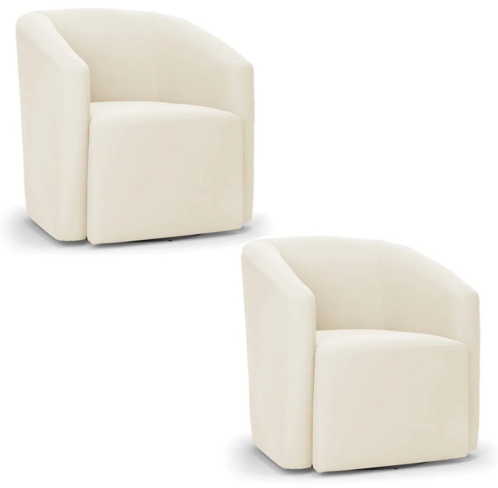 Poltrona Decorativa Base Giratória Kit 2 Stella Max Veludo D03 - D'Rossi - Bege