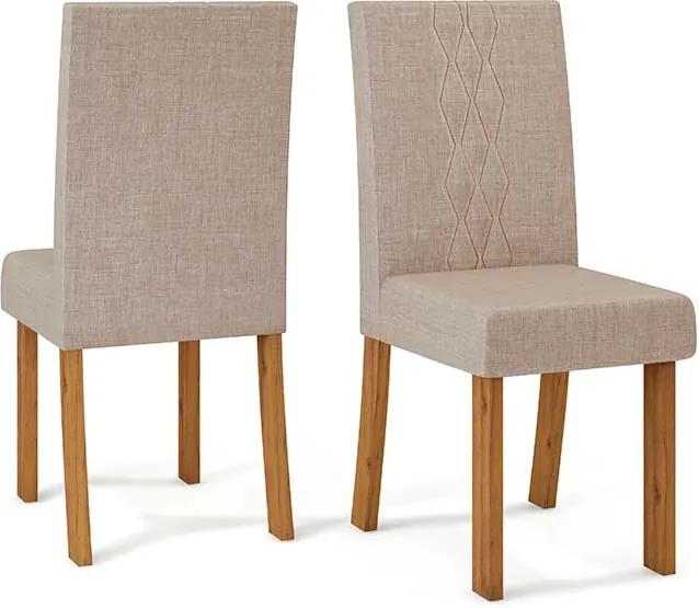 Conjunto 2 Cadeiras Elisa Rústico Terrara Tecido Linho Claro