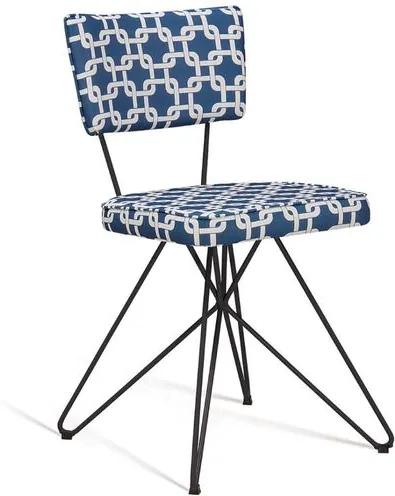 Cadeira Retrô Butterfly com Pés de Aço Preto - Azul/Branco
