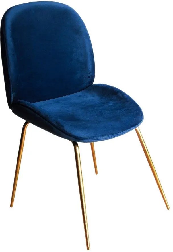 Cadeira em Aço com Estofado Azul - 49x85x50cm